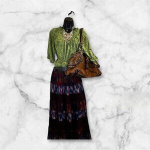 Vintage Green Stretch Boho Blouse